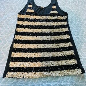 J. Crew Black and Cream Sequin tank top